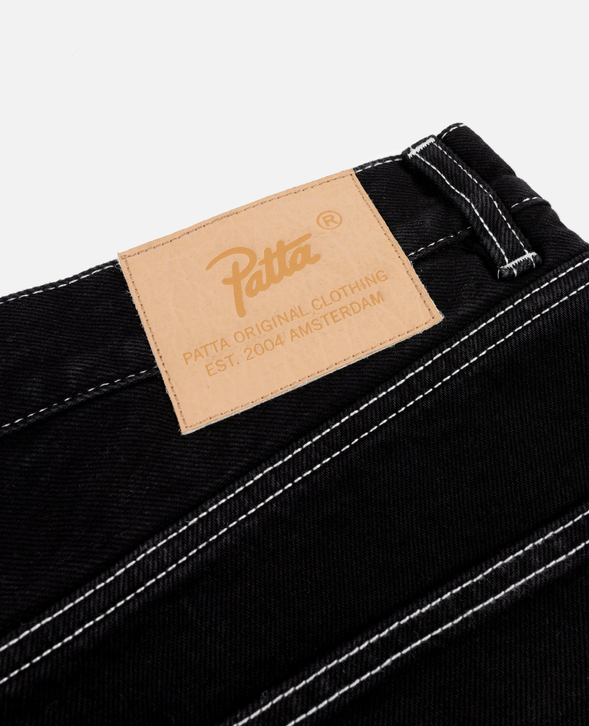 Patta Contrast Stitch Loose Denim Pants (Black) Patta