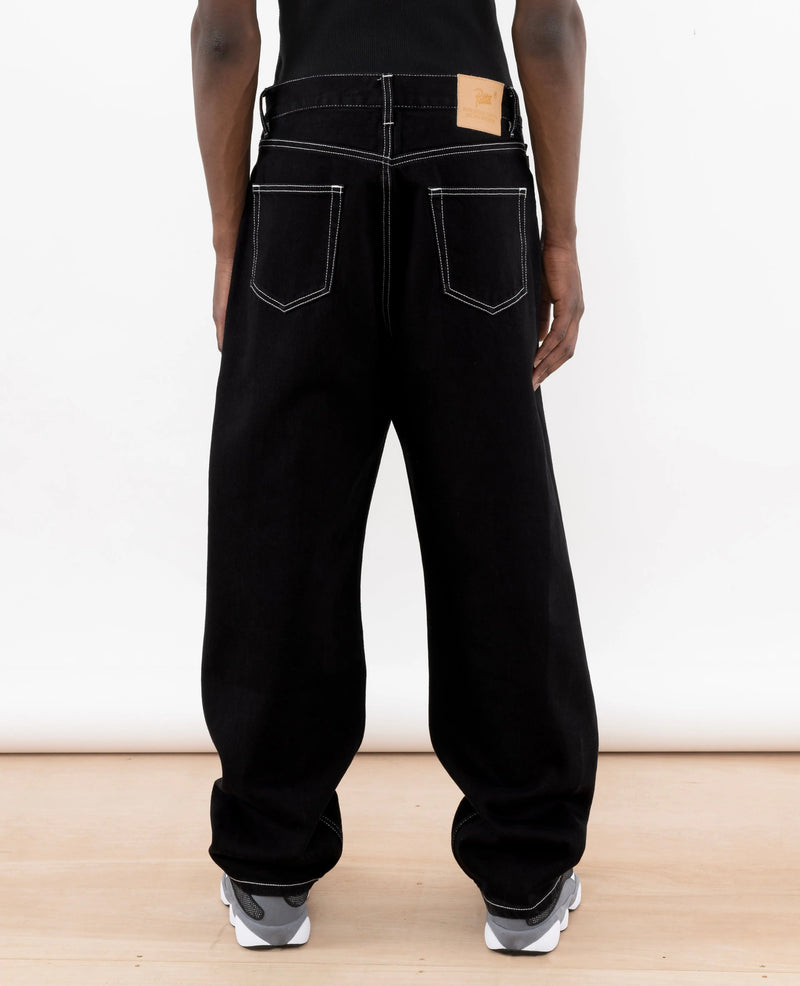 Patta Contrast Stitch Loose Denim Pants (Black) Patta