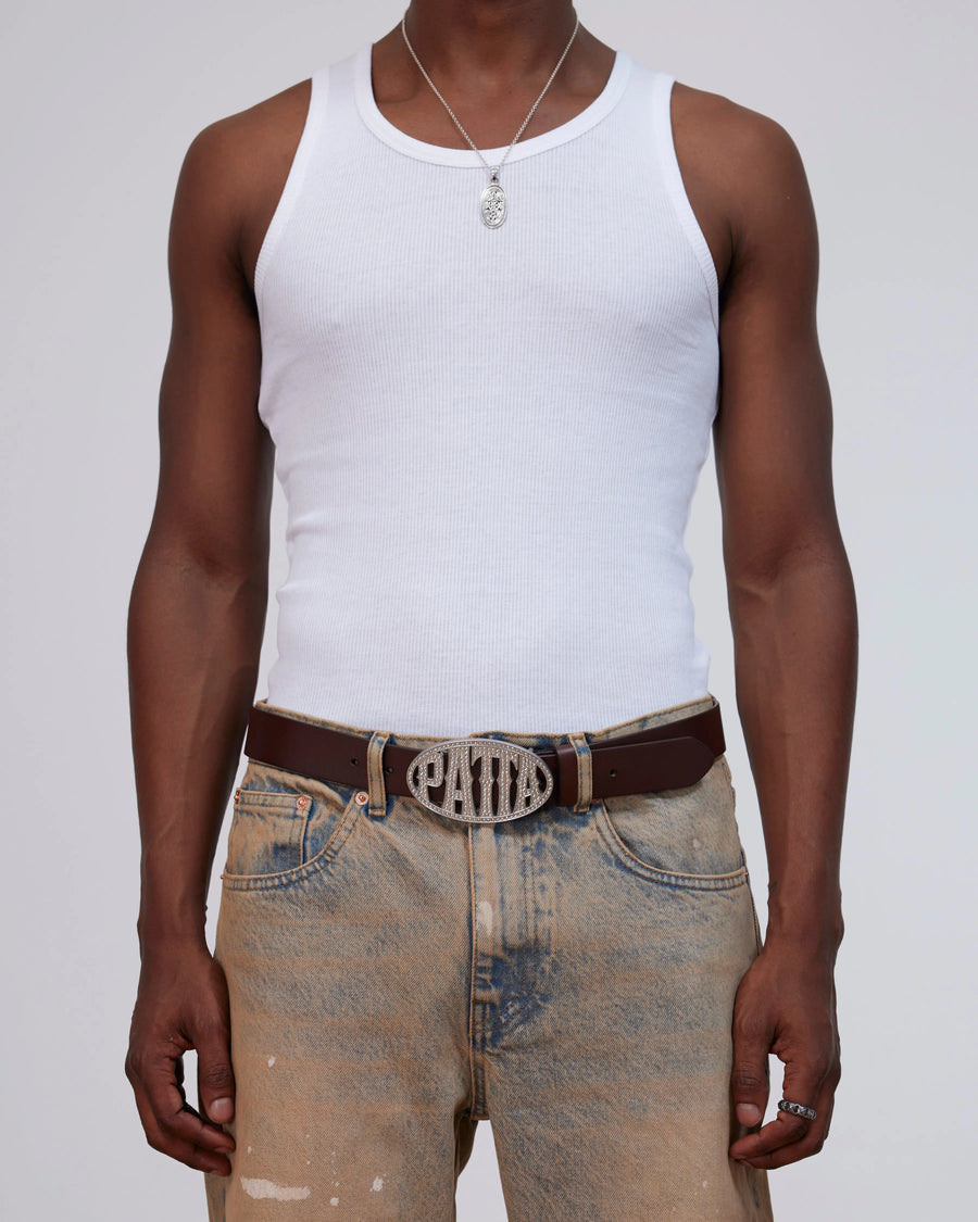 Patta Rhinestone Round Logo Belt (Brown) Patta