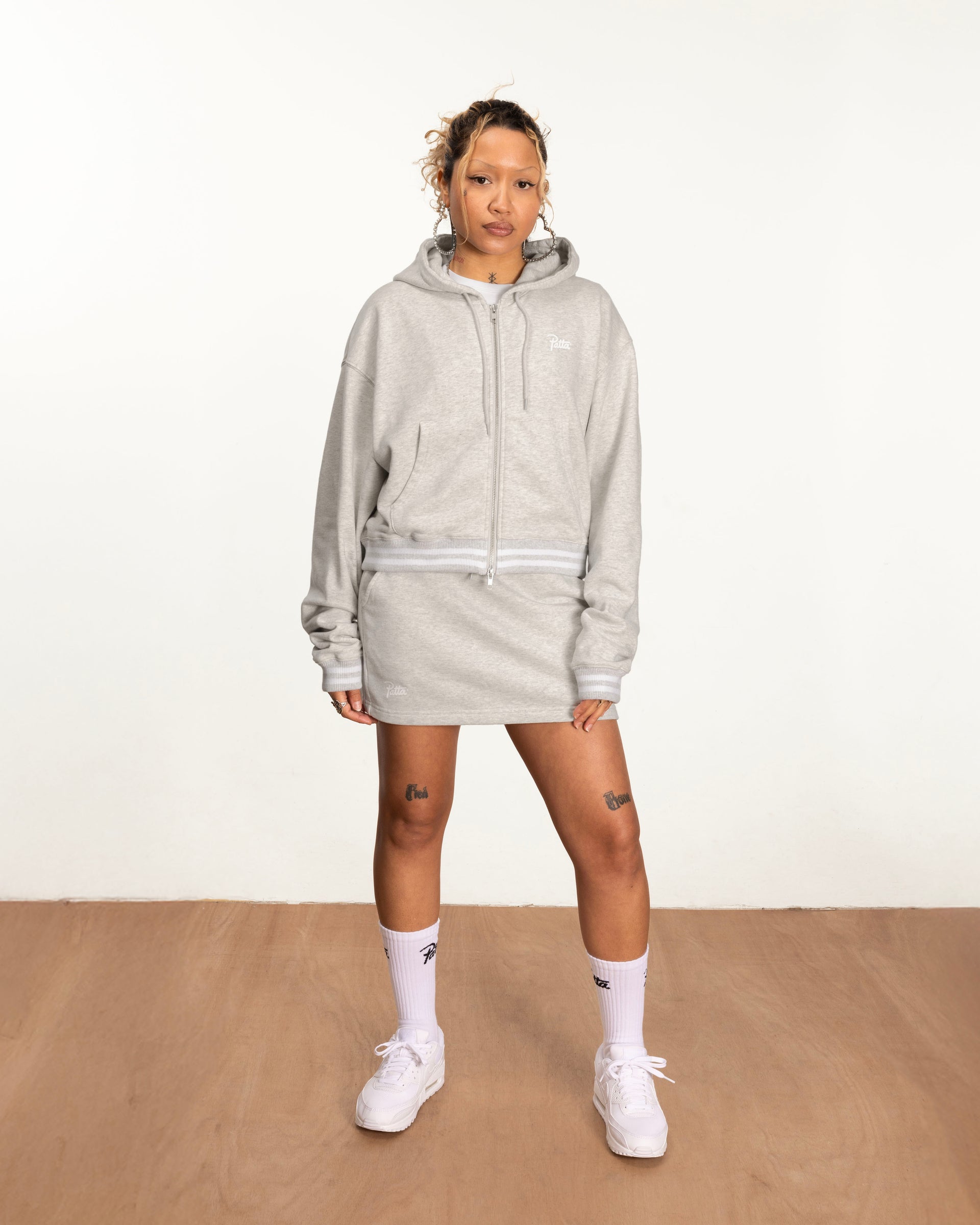 Patta Femme Lounge Zip-Up Hooded Sweater (Light Melange Grey)